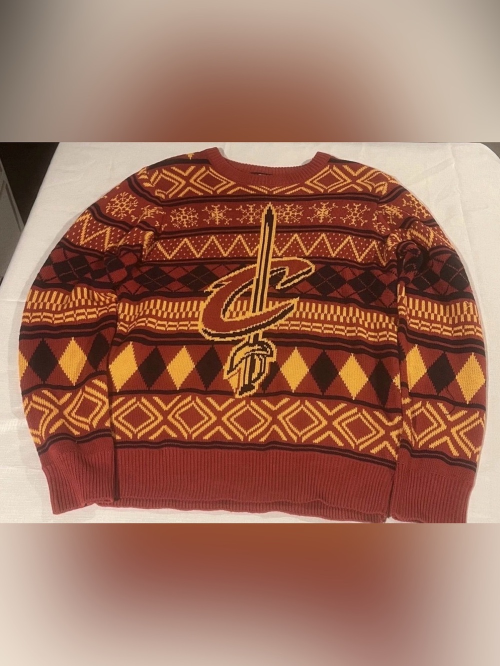 Cleveland Cavaliers Sweater Christmas Basketball NBA Knit Cavs-Mens Small